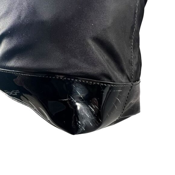 Tory Burch Ella Tote Bag ! Black Patent Leather & Nylon Material - Picture 8 of 12